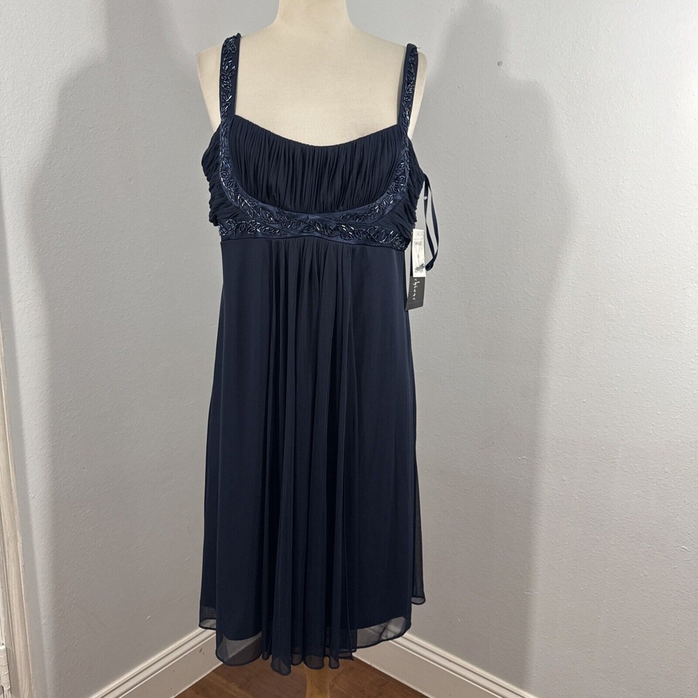 S L Fashions Dress‎ Womens 14 Navy Beaded Fairy Babydoll Y2K Formal Grunge